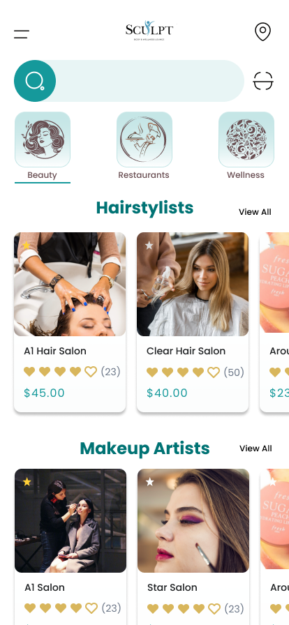 SculptVA client app screen 1